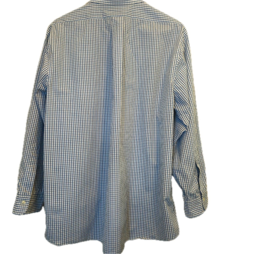 Brooks Brothers Shirt Mens 17 32/33 Blue Check Point Collar Supima Cotton - Picture 3 of 7